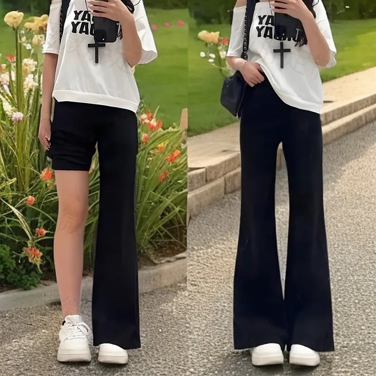 女士百搭牛仔裤2025流胖mm直筒2025胖妹妹不贴腿微喇裤大码胖mm显