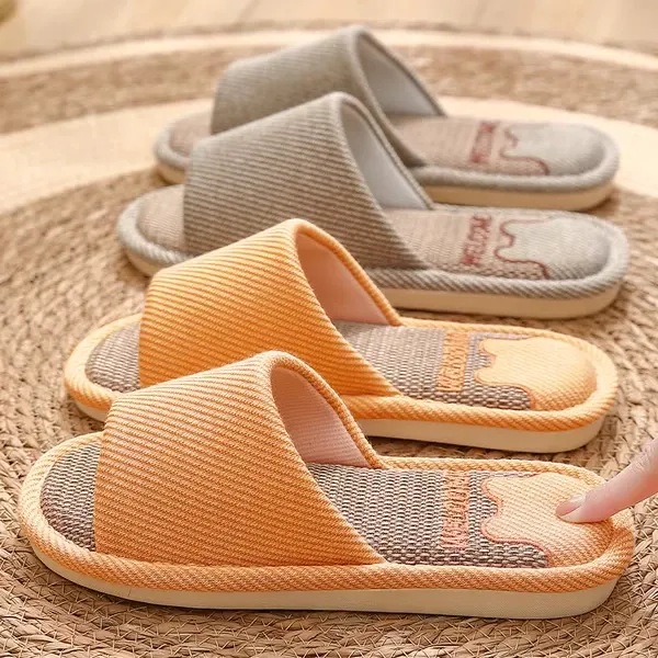 亚麻拖鞋女室内家居家防滑透气家用静音四季地板布棉麻拖鞋男夏季