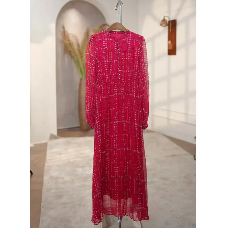 新【丫丫真丝-苏格兰小调 】重磅100桑蚕丝连衣裙H0804 