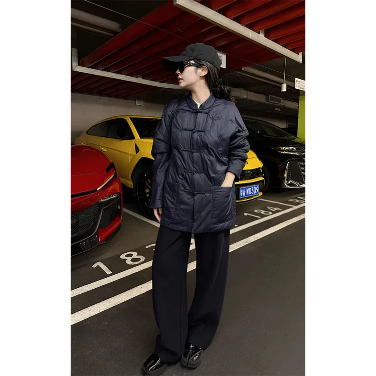 LA CALLA手工盘扣立体绒花棉服外套OY-AAM6685