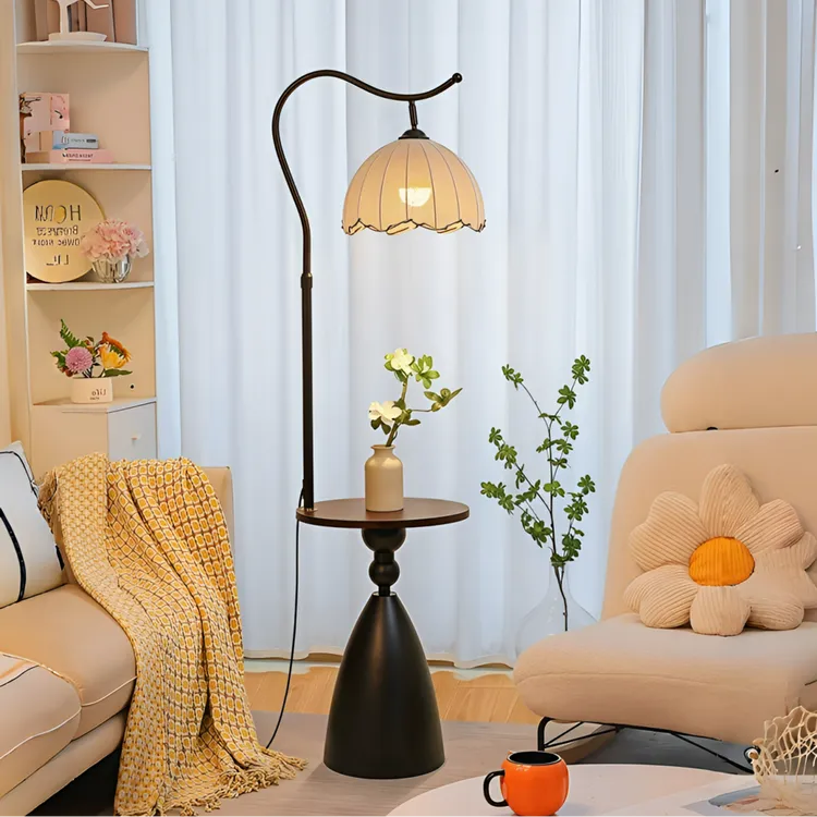 法式中古风落地灯客厅沙发旁边几氛围南洋卧室温馨床头柜置物台灯