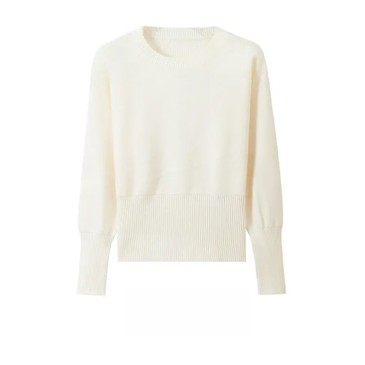 韩系简约修身显瘦百搭针织毛衣2025秋冬新款圆领套头上衣女