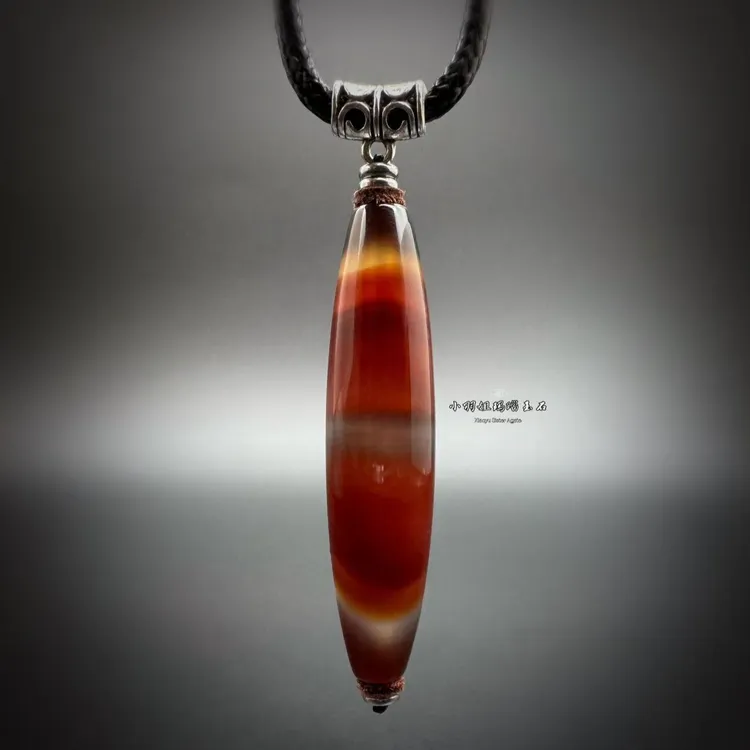 天然缠丝玛瑙满线吊坠 尺寸 60*14