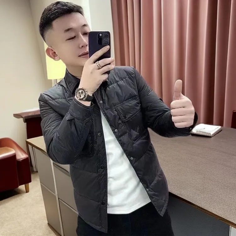 2025冬季新款工装棉衣男士潮流翻领韩版修身青年保暖商务高档棉袄