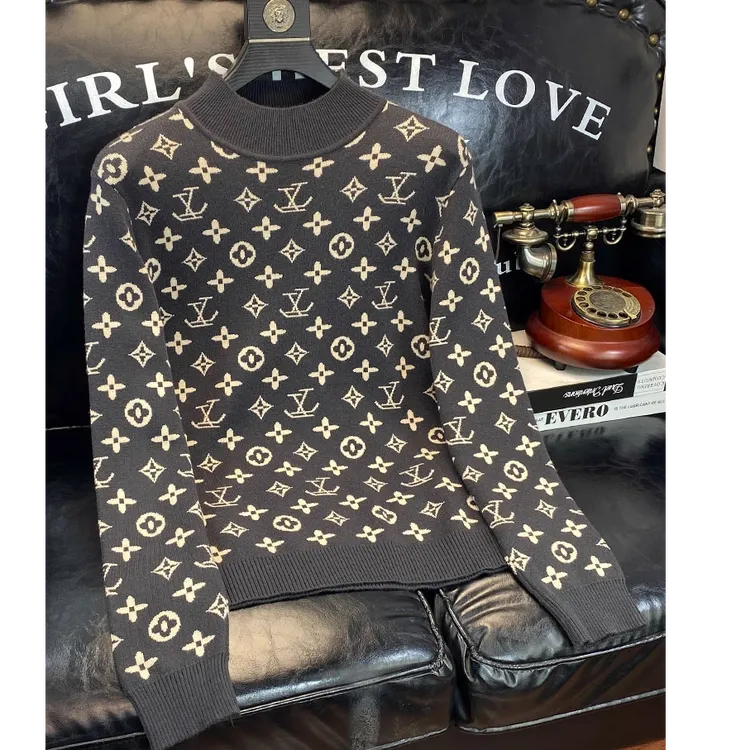 欧洲站半高领提花毛衣男款秋冬2026新款潮牌针织衫潮流保暖打底衫