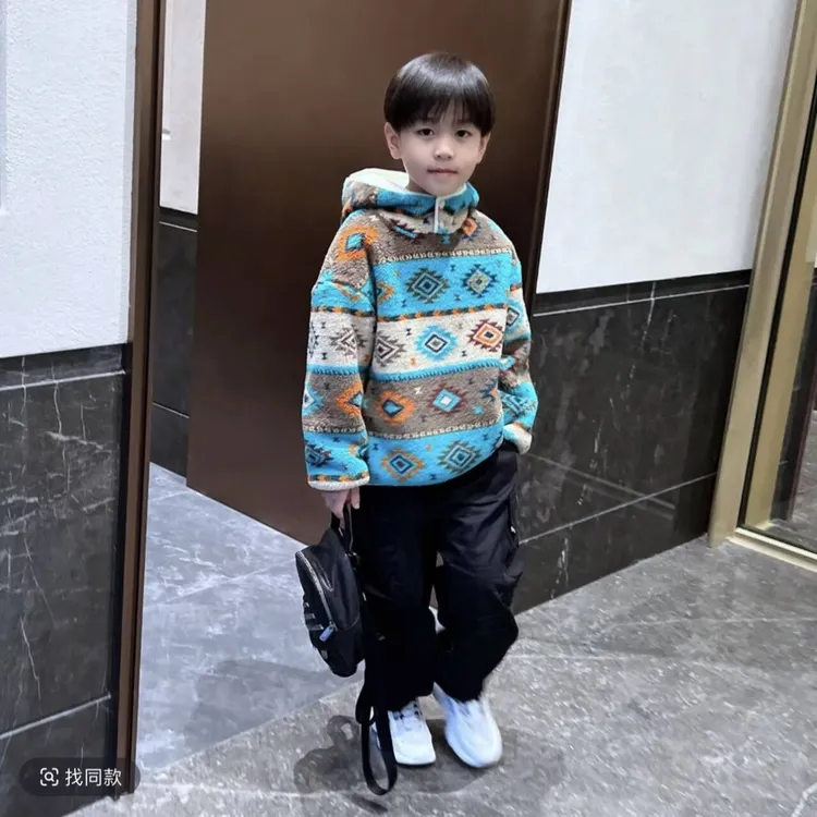 男女童儿童深冬季加绒休闲毛毛羊羔绒卫衣秋冬外套保暖加厚冬装