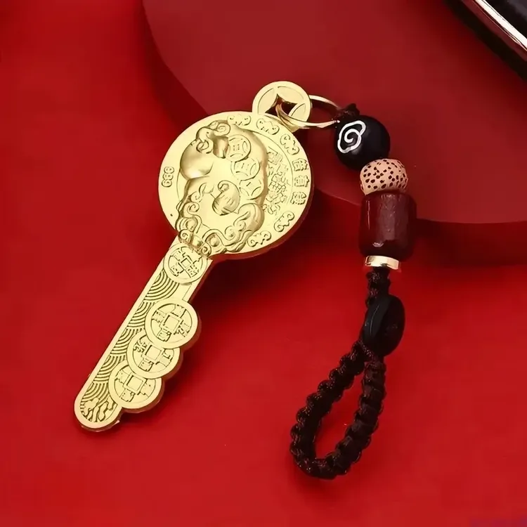 【师傅推荐】2025蛇年貔貅开库钥匙银钥匙寓意钥匙扣