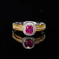 如苑珠宝PT950红宝石戒指 /0.7ct左右 /老烧 /鸽血红多样性发货