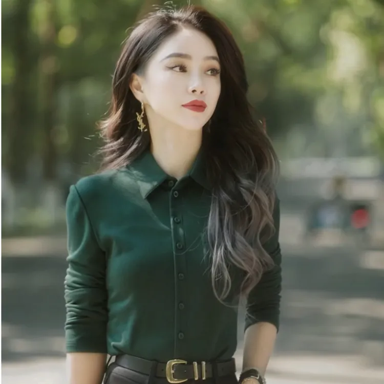 哥弟秋冬通勤百搭磨毛植绒显瘦衬衣内搭外穿长袖衬衫女1300820