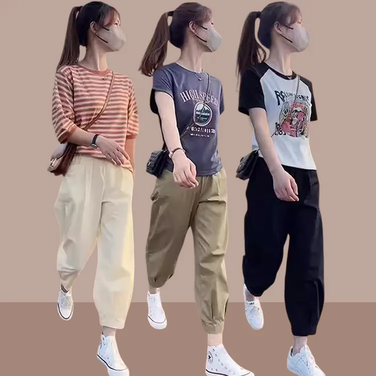 小个子百搭休闲裤女士2025夏季新款高腰薄款宽松显瘦九分裤哈伦裤