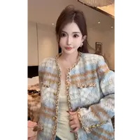 GUIDI GUDI【蓝纱色彩】秋冬小香风氛围感外套/黄加蓝 