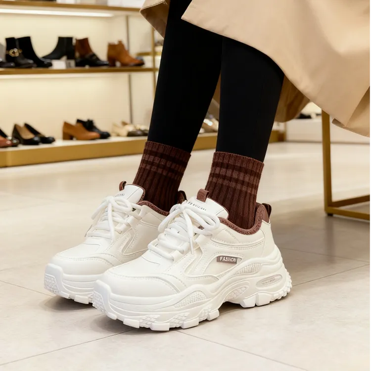 女鞋秋冬款运动鞋秋季爆款2025新款防水防滑休闲百搭加绒老爹鞋棉