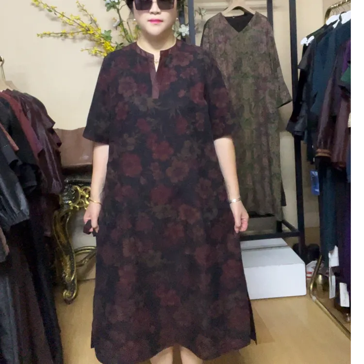 【杭州丝绸】老料香云纱红云纱真丝桑蚕丝新款显瘦时尚连衣裙