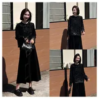 焦思文 秋季时尚洋气百搭显瘦拼接刺绣上衣250916Y9