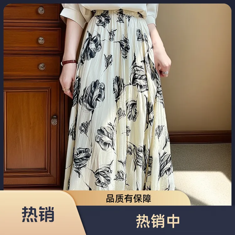 时尚中腰百搭半身裙显瘦包臀牛仔百褶包臀裙爆款黑色蛋糕百褶裙
