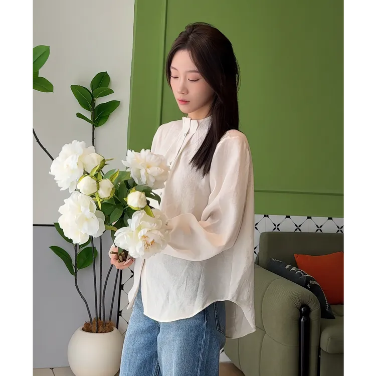 初棉爆秋冬【人生女主角】羊毛天丝衬衫立领花边领松弛感366604009