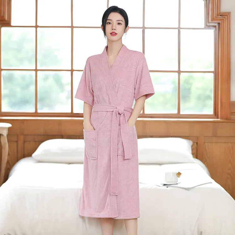 2025浴袍女款夏季新款大码宽松四季通用吸水速干可外穿薄款浴衣男