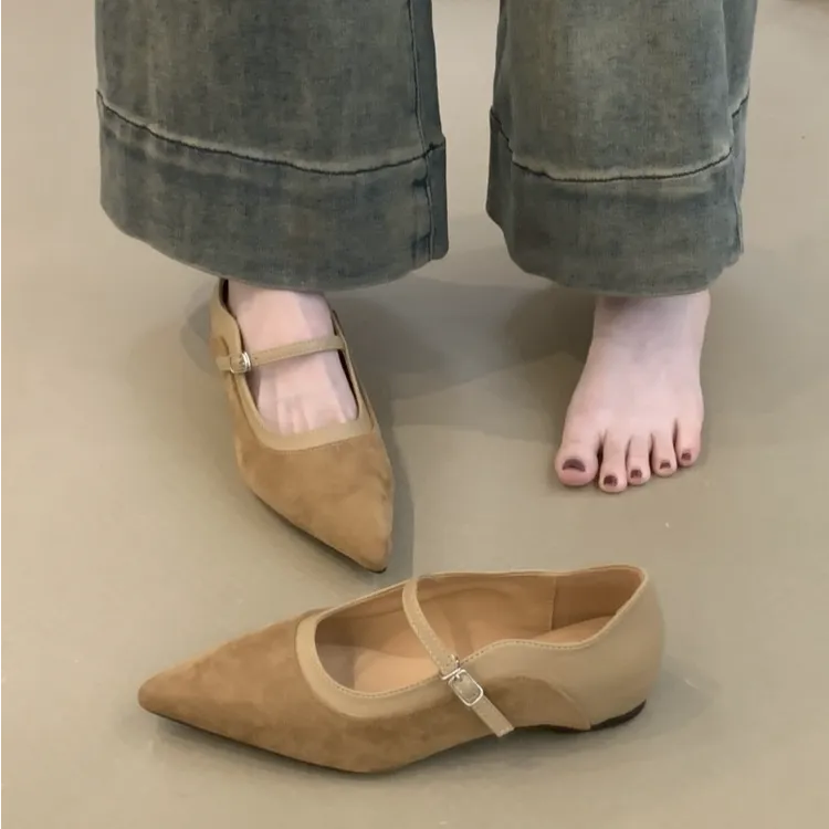 MLC-399-32玛丽珍单鞋2025年秋冬法式晚晚风尖头浅口内增高女鞋子