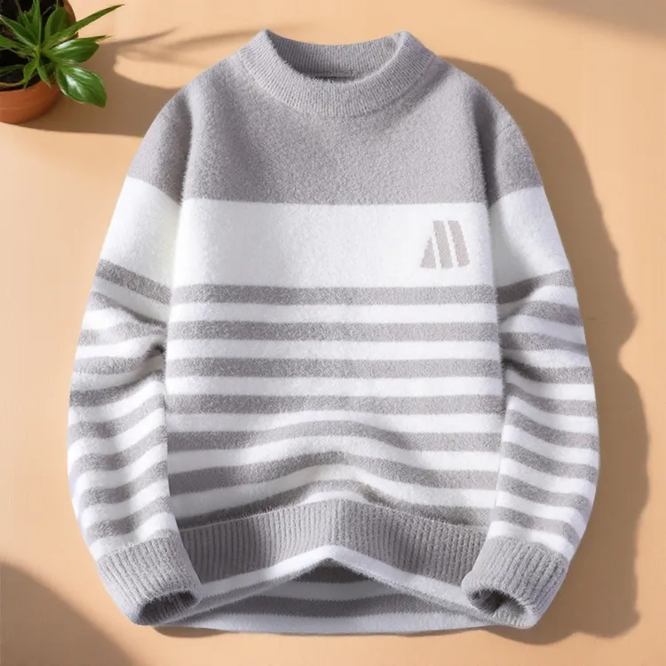 冬季毛衣男款青少年学生秋冬款加厚保暖针织打底衫一体绒内搭毛衫