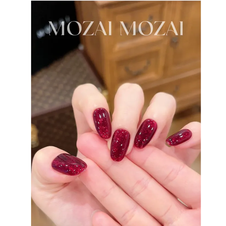 茉哉【朱砂焕彩】纯手工定制美甲拆卸穿戴甲A5318