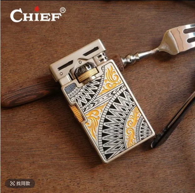 彼岸花曼陀罗创意打火机双齿轮联动机械感个性点火器一键启动火机