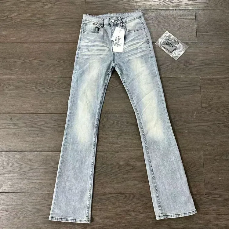 美式水洗浅蓝cleanfit牛仔裤微喇修身显瘦复古vintage517长裤子男