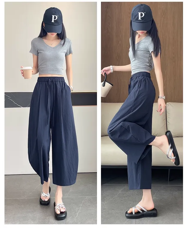 冰丝弯刀裤女夏季薄款2025新款休闲速干防晒凉凉感八九分阔腿裤