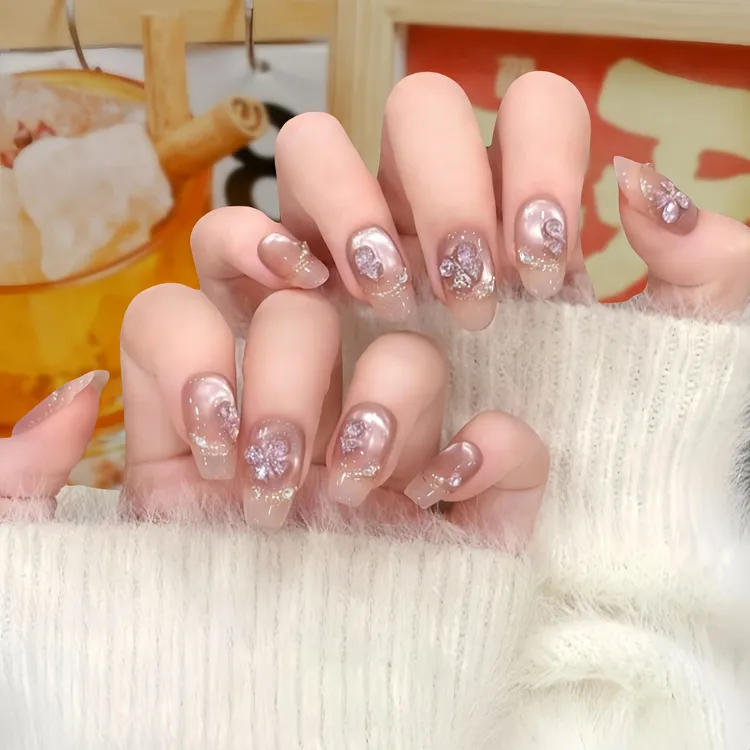 【翩然蝶梦】手工穿戴甲可拆卸秋冬显白穿戴式新款猫眼美甲穿戴甲片