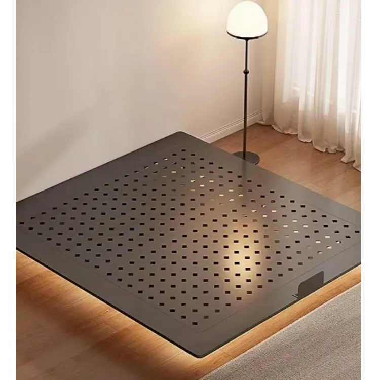 轻色彩小户型悬浮床轻奢简约榻榻米大床主卧室北欧现代极简碳钢床