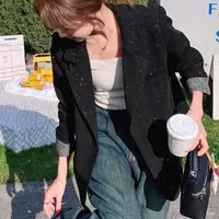【艾萱萱】25112款黑色亮片正肩短外套女 图片与实物不符约68