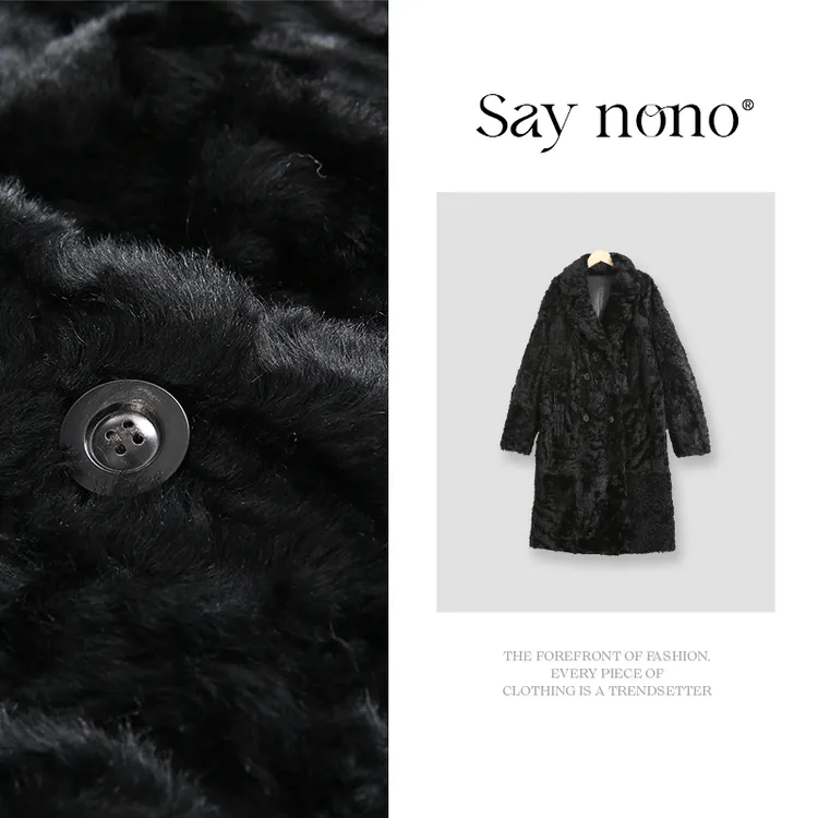 懒猫nono│Saynono 长毛拉贡长款宽松外套/HY23003