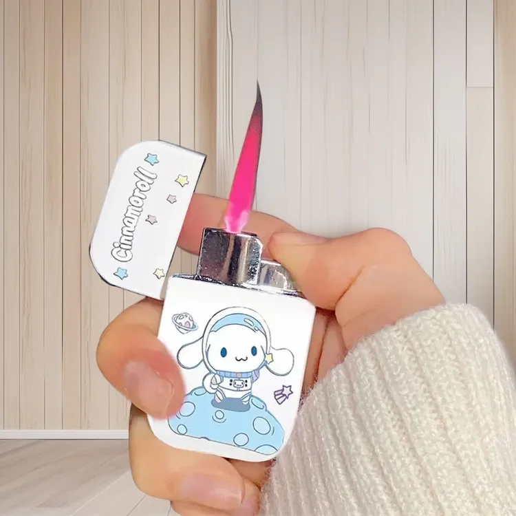 旗舰新款可爱卡通玉桂狗充气打火机粉色火焰高颜值礼物ins防风