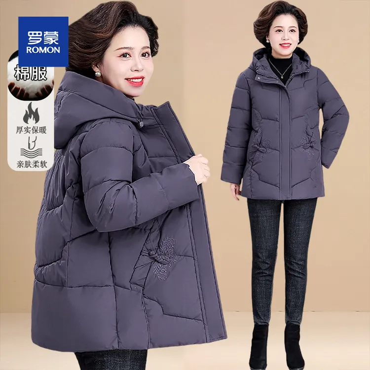 妈妈冬装羽绒棉服中长款2025新款中老年女秋冬棉袄外套奶奶装棉衣