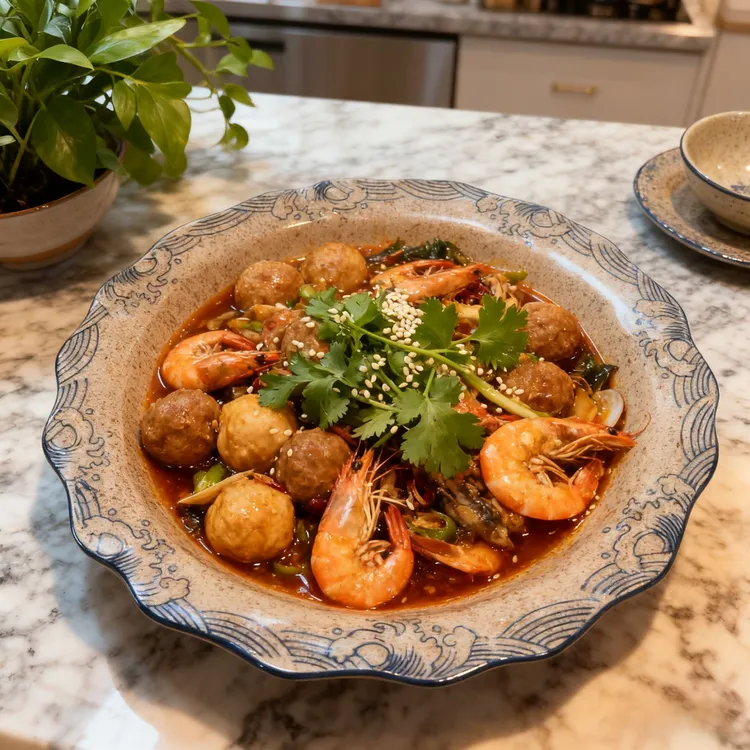 【波浪花边酸菜鱼盆】12英寸家用商用菜盘复古陶瓷釉下彩特色餐具