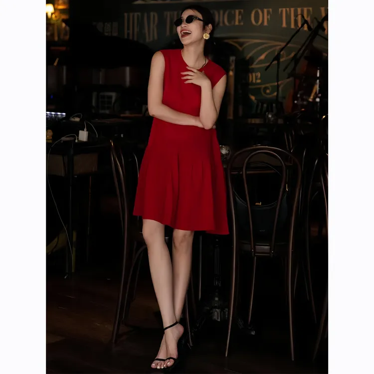 ZEROYK法式优雅圆领无袖连衣裙夏名媛小香风减龄气质小个子a字裙