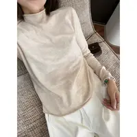 【唐悠悠mgdm】全羊毛卷边半高领纯色上衣女冬长袖修身显瘦打底衫