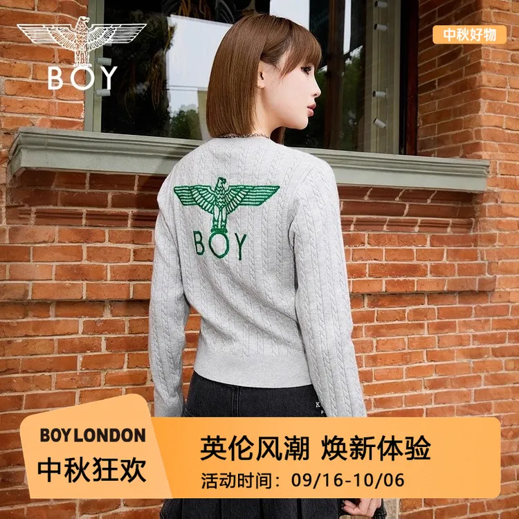 【斯莱学院】BOYLONDON新款女款圆领针织大老鹰潮流时尚毛衫W64908