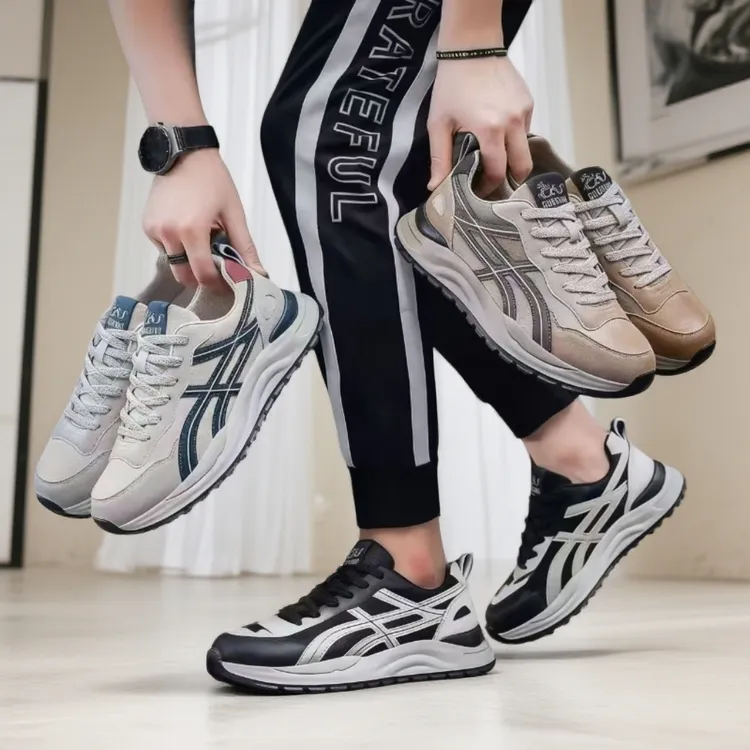 春秋休闲鞋皮面男士运动鞋时尚素面德比鞋百搭阿甘鞋潮流鞋子K575