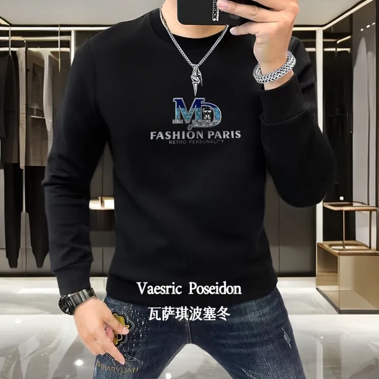 Vaesric Poseidon/瓦萨琪波塞冬欧嵌花卫衣男士长袖圆领秋冬免烫
