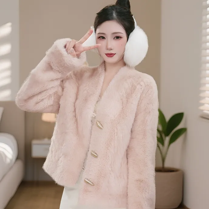 海宁极简风短款长袖外套#3077网红档口宽松加厚秋冬