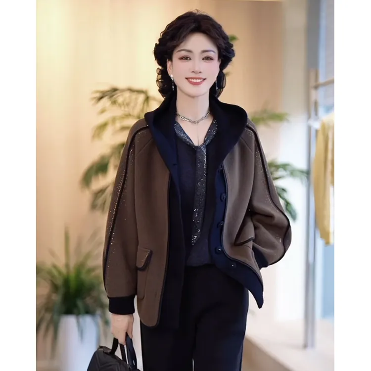 妈妈装秋装2025新款洋气衣服气质中年女装休闲时尚百搭毛呢外套