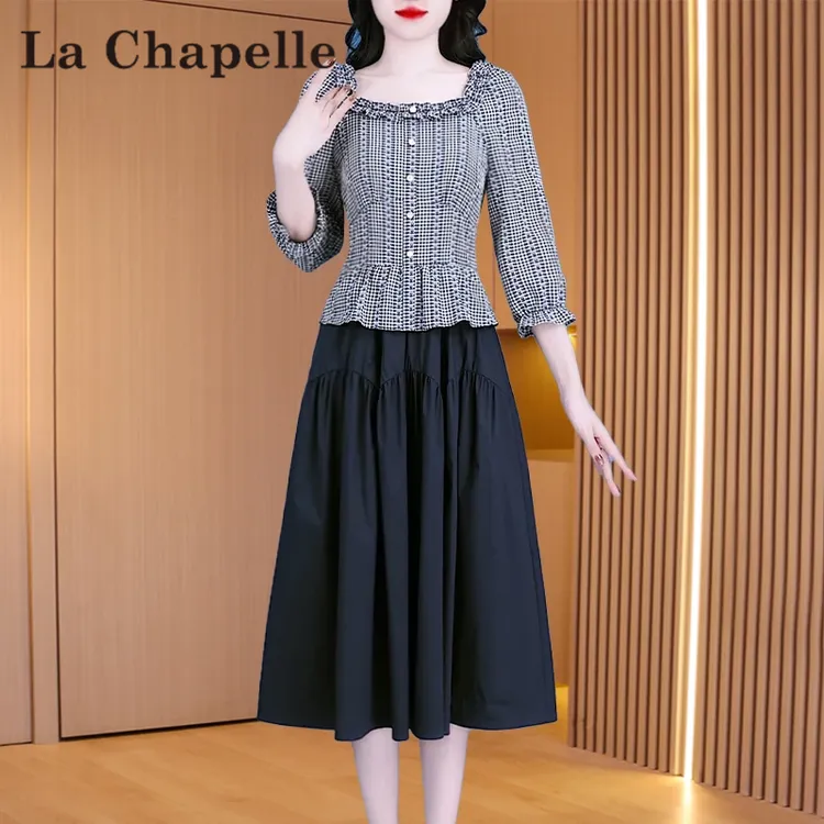 拉夏贝尔轻奢小众高级感女装连衣裙2025夏季贵夫人十三行爆款裙子