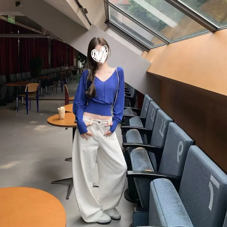 FCYSTUIDOHZJ'氧气因子'天丝V领蝙蝠袖针织衫上衣女早秋