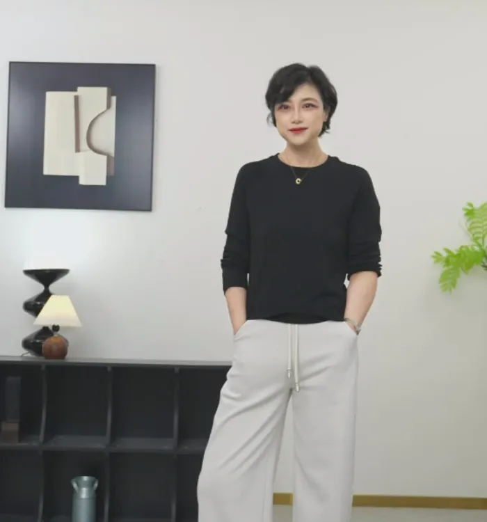 【U.M】刚需T圆领高棉羊绒长袖打底衫百搭显长袖T恤