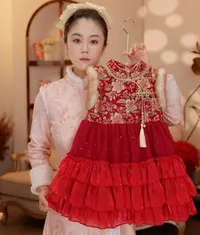 【Y.g6296】2025冬季加绒新款红色新中式礼服裙