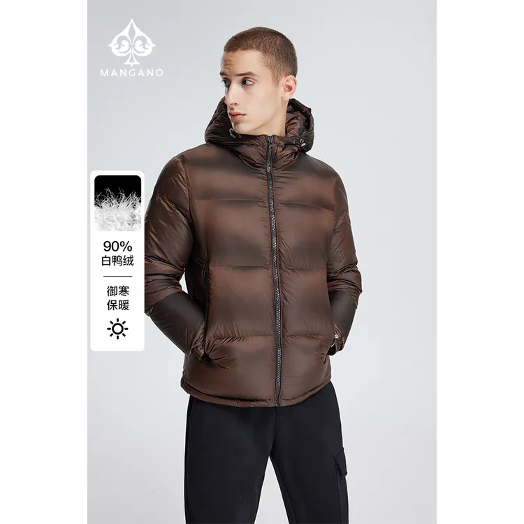 曼加龙25年秋冬版型加厚时尚抽绳连帽纯色百搭轻奢痞帅男装3389