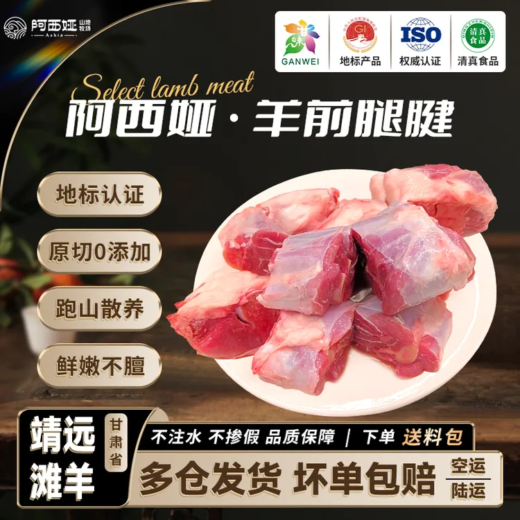 阿西娅前腿腱羊小腿清炖黄焖甘肃滩羊肉不腥不膻原切清真地标认证