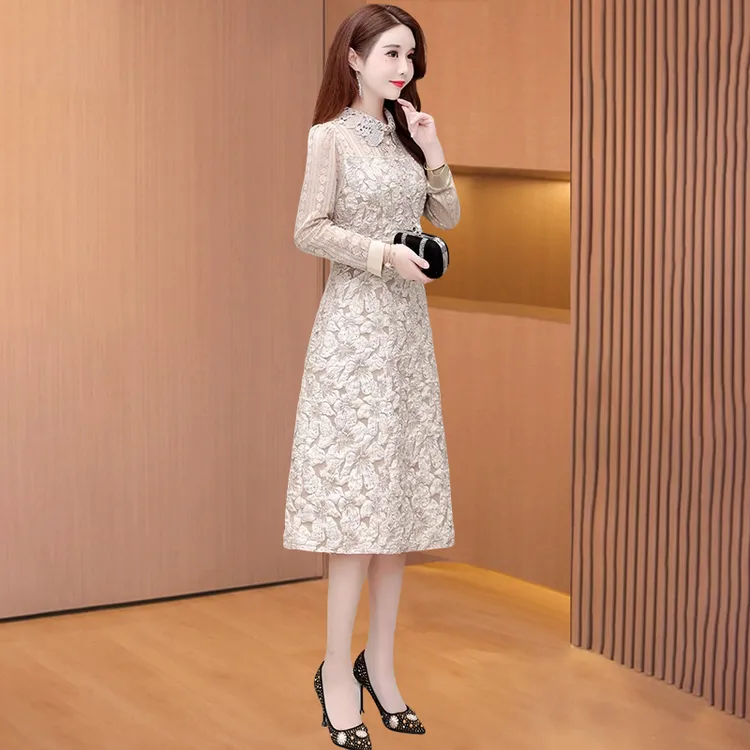 【莫瑞】长袖连衣裙女初秋2025新款气质名媛高端广州十三行爆款裙子