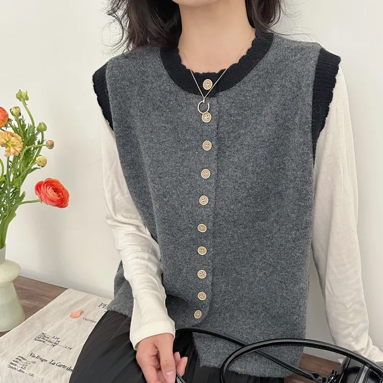 6115款花边领马甲背心女款马夹