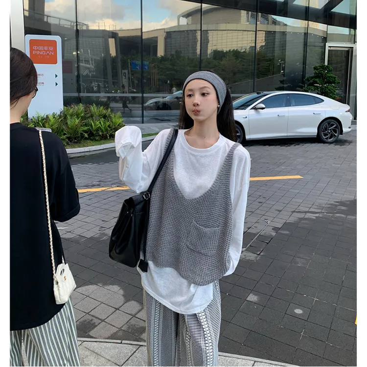 【大码】105韩剧女主穿搭套装女别致设计感叠穿吊带背心两件套